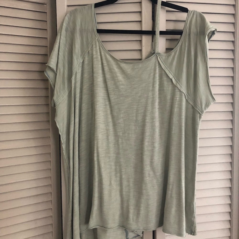Free People Green Off the Shoulder Top